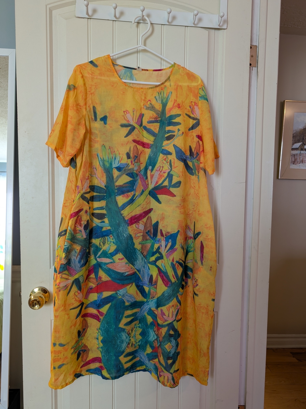 Yellow Floral Print Women’s Dress